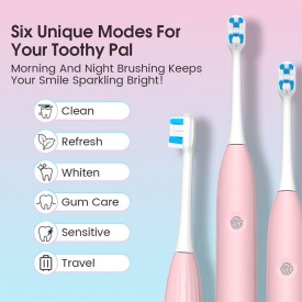 Smart 6-speed wireless sonic electric toothbrush for adults