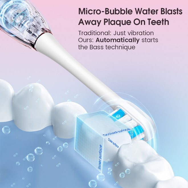 Smart 6-speed wireless sonic electric toothbrush for adults
