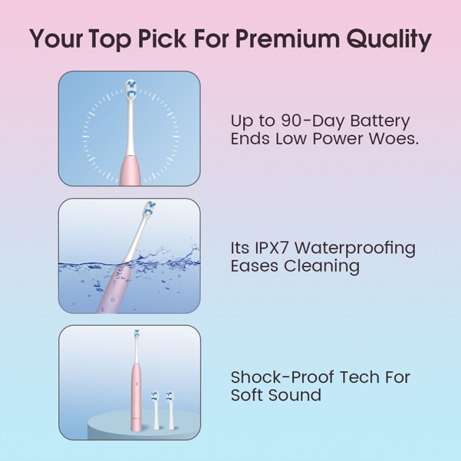 Smart 6-speed wireless sonic electric toothbrush for adults