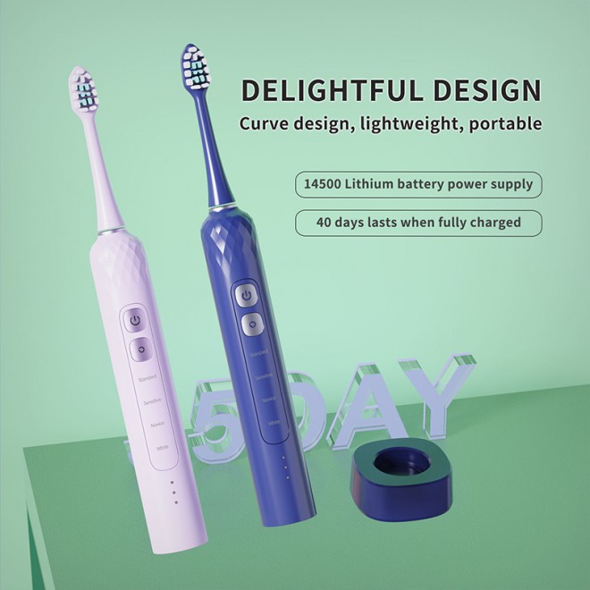 Portable sonic high density bristles adult electric toothbrush