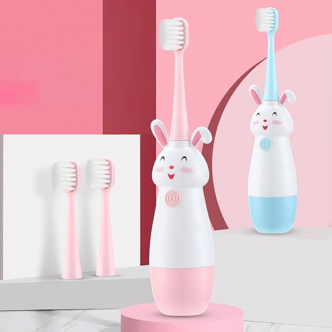 Rabbit-shaped soft-bristled electric toothbrush for children