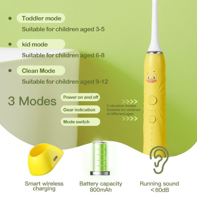 Three-mode sonic children's electric toothbrush