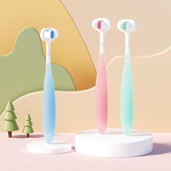 3D three-sided soft bristle children's toothbrush