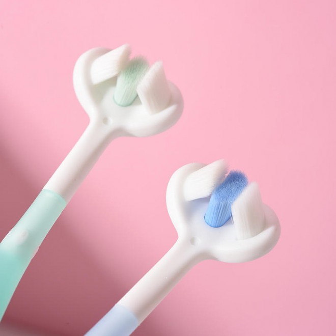3D three-sided soft bristle children's toothbrush