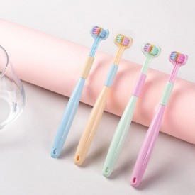 Creative three-sided soft bristle children's toothbrush
