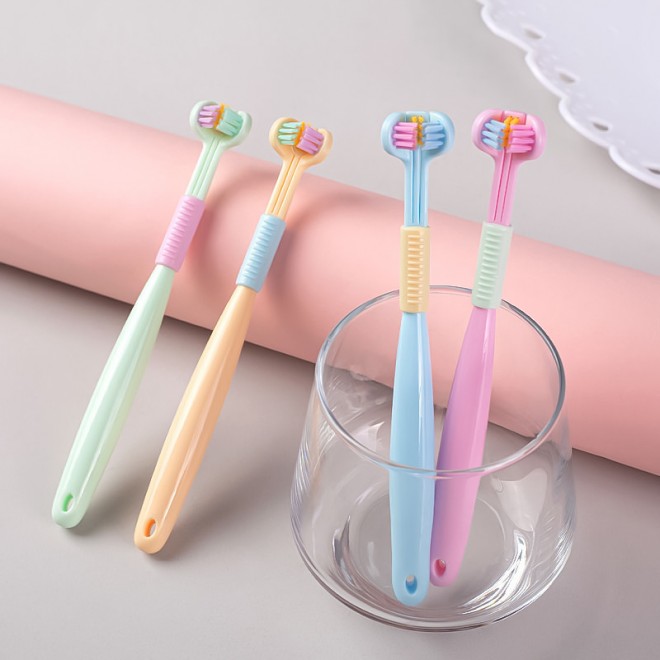 Creative three-sided soft bristle children's toothbrush