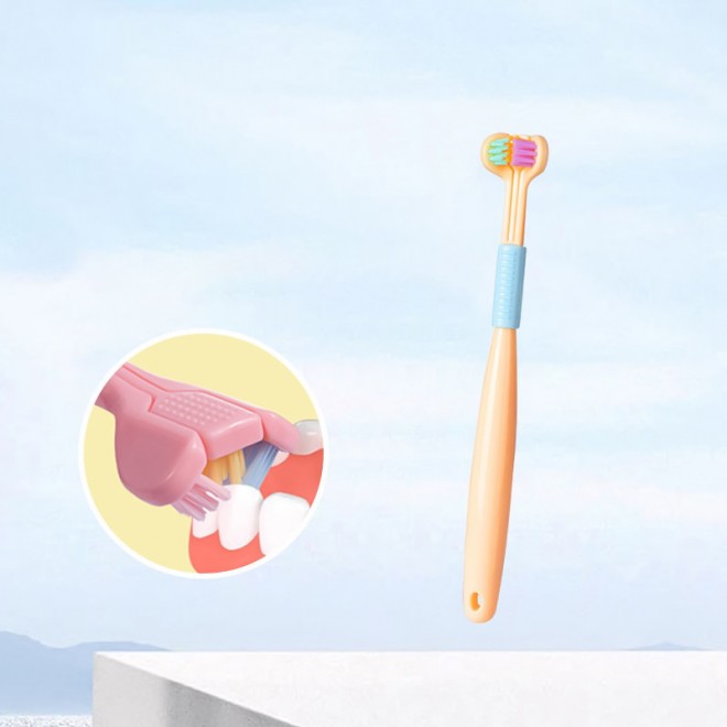 Creative three-sided soft bristle children's toothbrush
