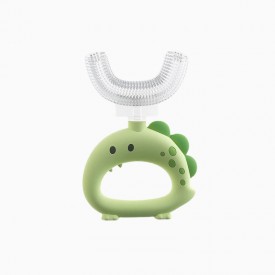 Cartoon dinosaur silicone handle children's toothbrush