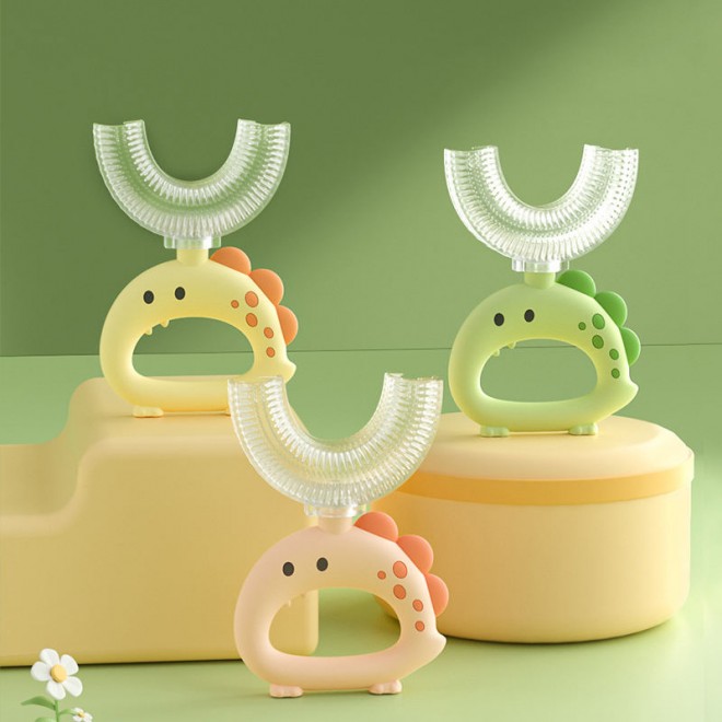 Cartoon dinosaur silicone handle children's toothbrush