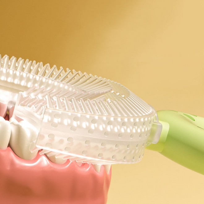 Cartoon dinosaur silicone handle children's toothbrush