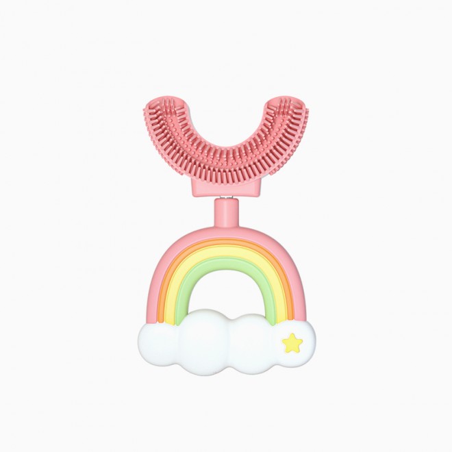 Silicone 360-degree tooth protection children's toothbrush