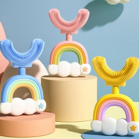 Silicone 360-degree tooth protection children's toothbrush
