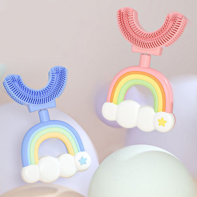 Silicone 360-degree tooth protection children's toothbrush
