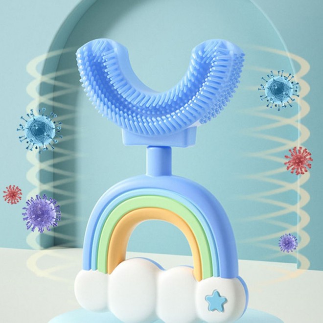 Silicone 360-degree tooth protection children's toothbrush