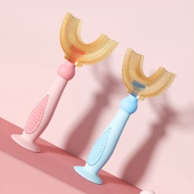 U-shaped silicone cleaning toothbrush for children