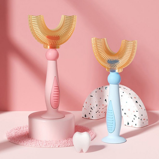 U-shaped silicone cleaning toothbrush for children