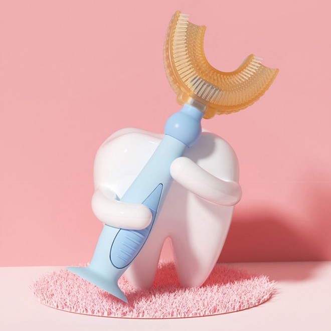 U-shaped silicone cleaning toothbrush for children