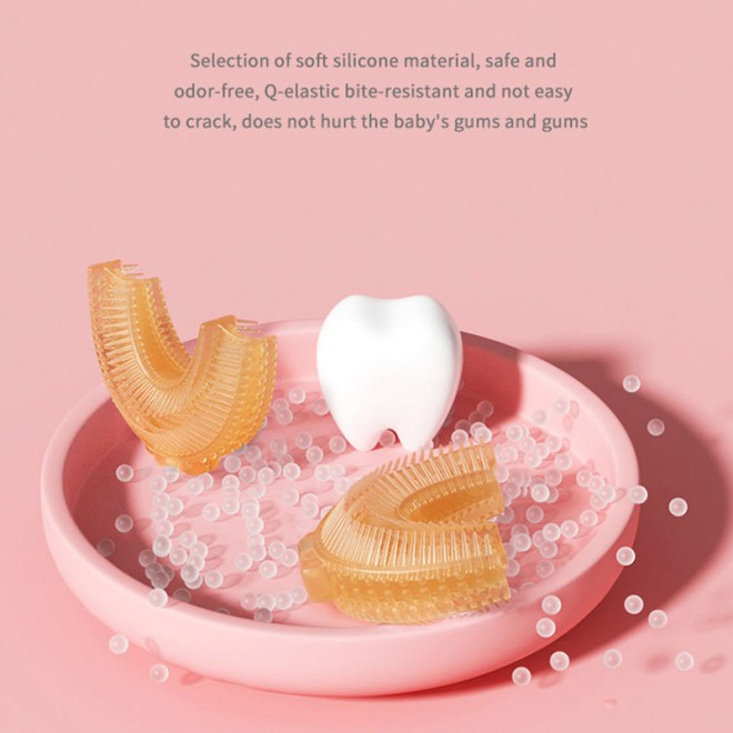 U-shaped silicone cleaning toothbrush for children