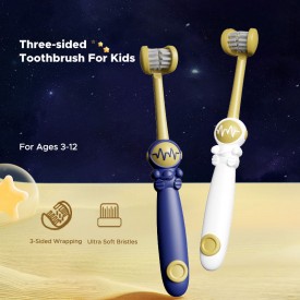 Three-sided soft bristle brush head children's toothbrush