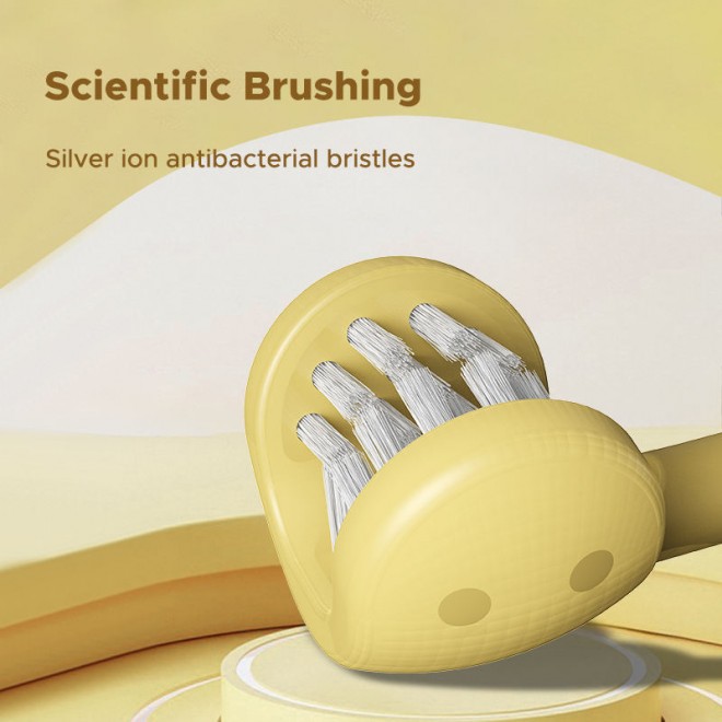 Three-sided soft bristle brush head children's toothbrush