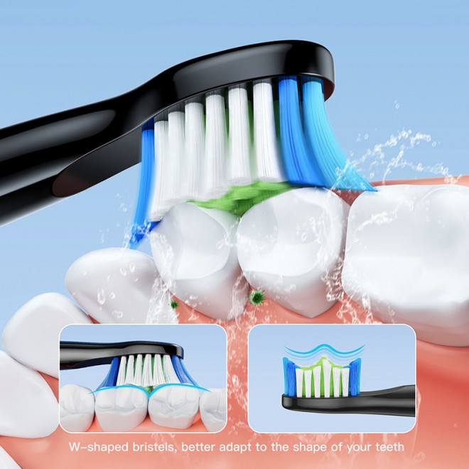 Black W-shaped bristle replacement brush head