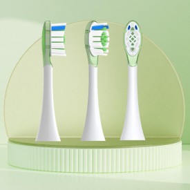 Deep clean curved bristle replacement brush head