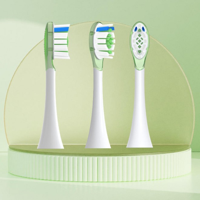 Deep clean curved bristle replacement brush head