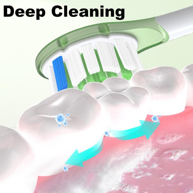 Deep clean curved bristle replacement brush head