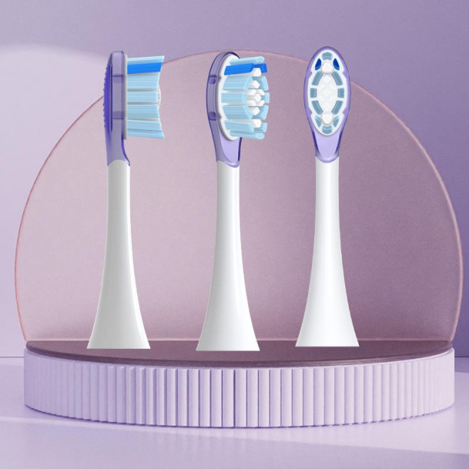 Soft curved bristle replacement brush head
