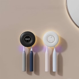 Clock digital display UV disinfection toothbrush holder