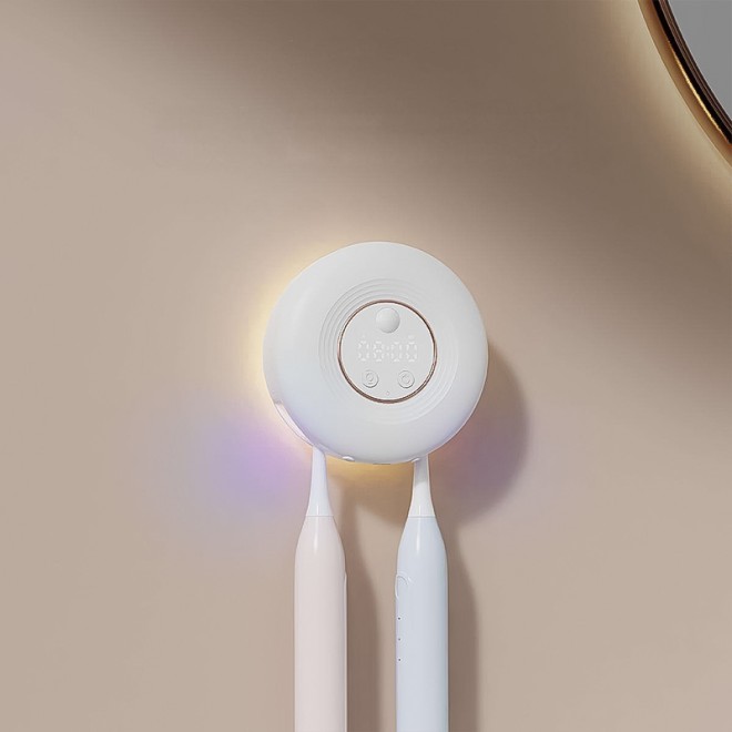 Clock digital display UV disinfection toothbrush holder