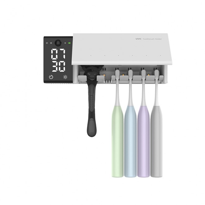 Digital clock 5-slot disinfection toothbrush holder