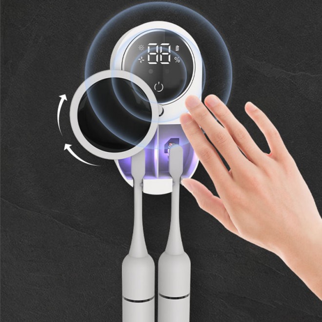 Rechargeable drying and disinfecting toothbrush holder