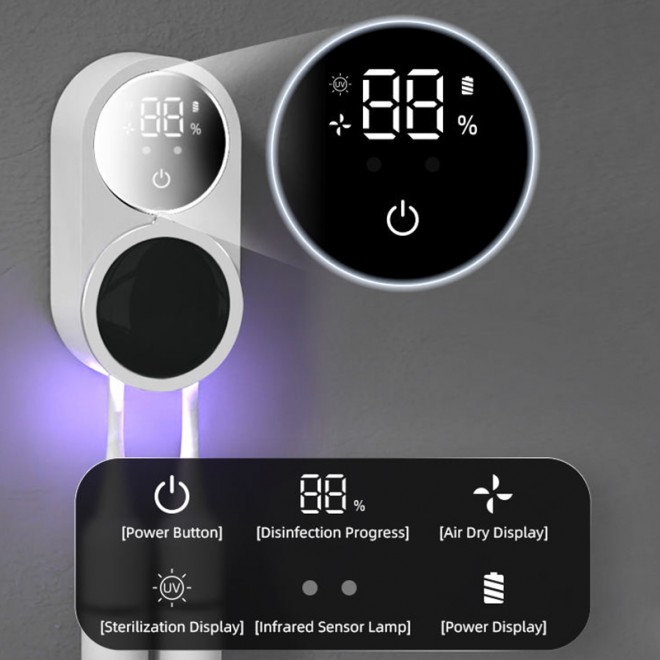 Rechargeable drying and disinfecting toothbrush holder